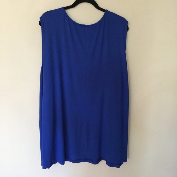 Blue sleeveless cascade waterfall top 5x - Picture 3 of 8